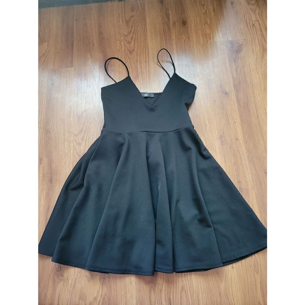 Missguided Black Spaghetti-Strap Fit & Flare Mini Dress
